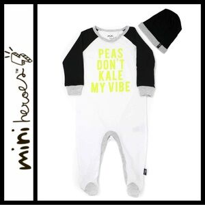 NWT Mini Heroes Peas Don’t Kale My Vibe Sleeper Set